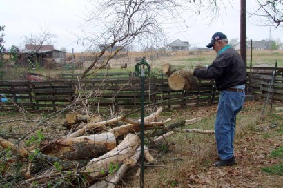 The Farmer throwing wood around. Look at that strong guy tossing those logs around!