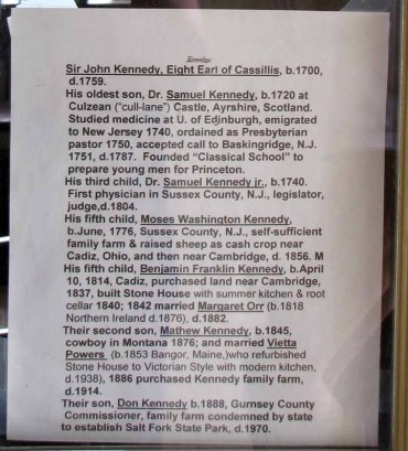 Geneology of Kennedy Family (occupants of Stone House)