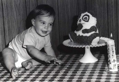 Richard with panda bear cake on his first birthday.