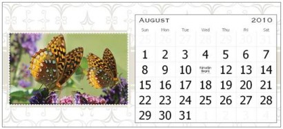 August Page of the Rural Ramblings Floral Calendar for 2010