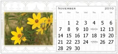 November Page of the Rural Ramblings Floral Calendar for 2010