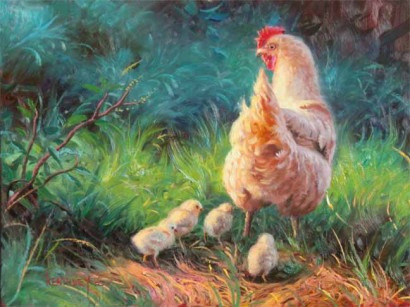 picture of painting of chickens