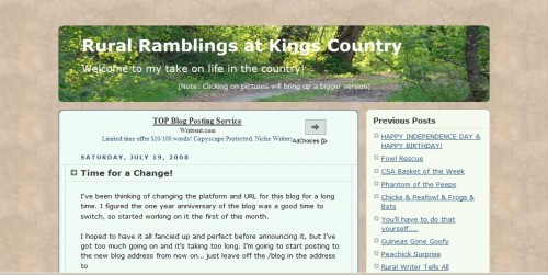 pic of Rural Ramblings Blogger website